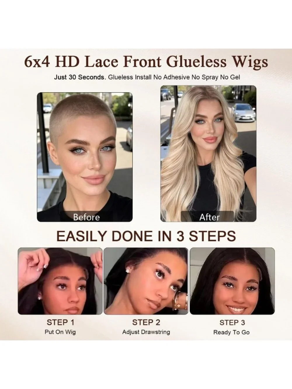 26-Inch Ash Blonde Glueless Lace Front Wig | Easy Wear & Go, Soft Fiber for